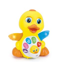 MONI Műanyagjáték zenélő táncoló kacsa sárga