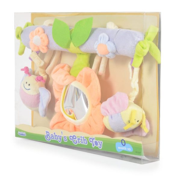 MŰANYAGJÁTÉK kiságyra tehető színes játék VIRÁGOS