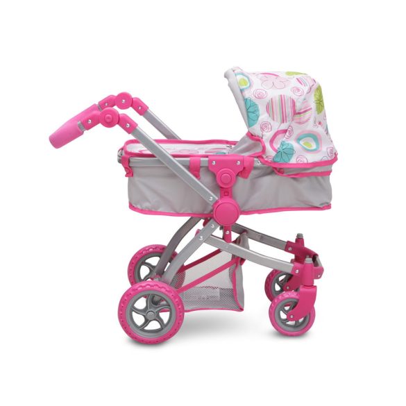 Moni Toys Pink rose játék mózes kosaras babakocsi