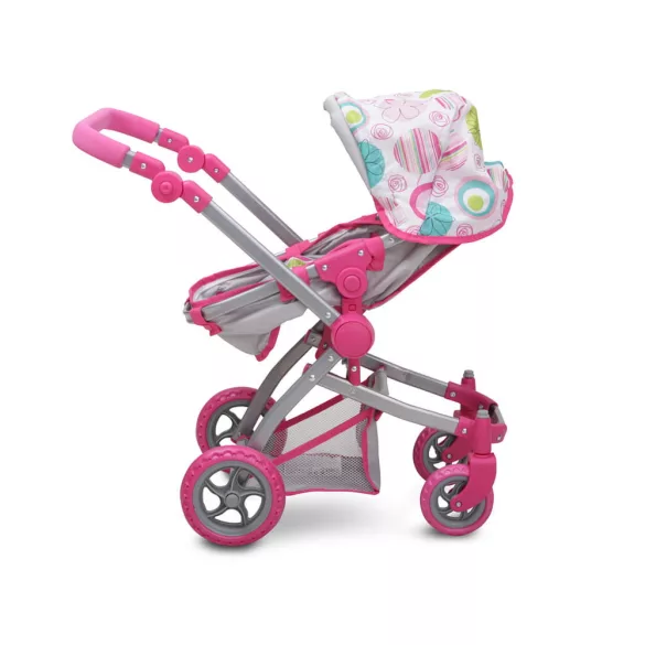 Moni Toys Pink rose játék mózes kosaras babakocsi