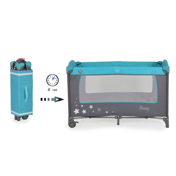 MONI Sleepy összecsukható luxus utazóágy 2 szint+pelenkázó+ játék türkiz