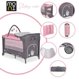 Moni Sleepy összecsukható utazóágy - Pink
