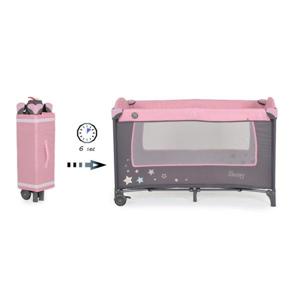 MONI Sleepy összecsukható luxus utazóágy 2 szint+pelenkázó+ játék pink