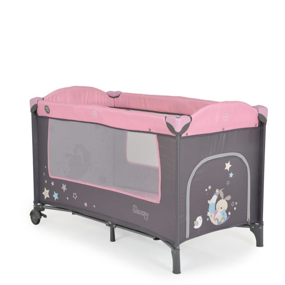 MONI Sleepy összecsukható luxus utazóágy 2 szint+pelenkázó+ játék pink