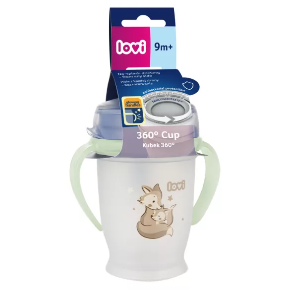 LOVI 360° Itatópohár világító fülekkel NIGHT&DAY 250ml fiú