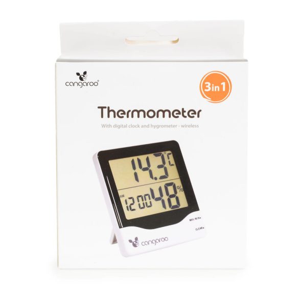 Cangaroo Thermometer hőmérő, páratartalom mérővel és digitális órával zöld/fehér