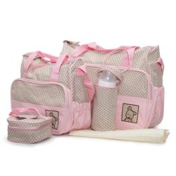   STELLA kismama táska 5dbos szett, pelenkázólappal PINK/BÉZS