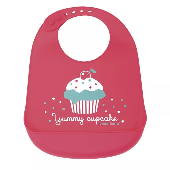 Canpol babies szilikonos előke zsebbel Wild Nature - Piros