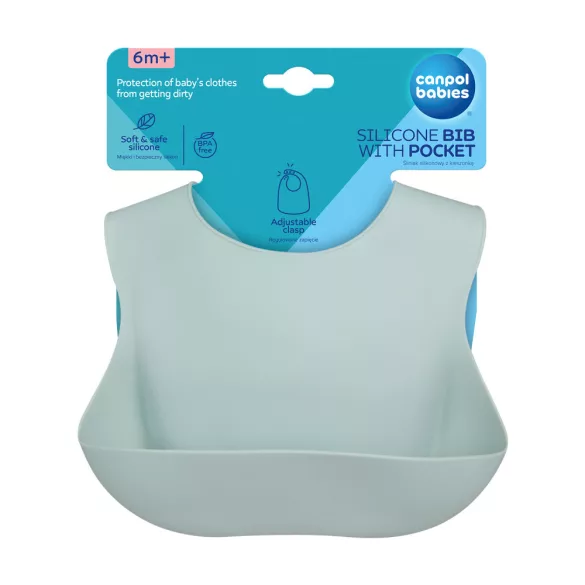 Canpol babies Szilikon előke zsebbel -zöld