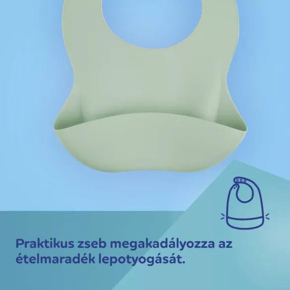 Canpol babies Szilikon előke zsebbel -zöld