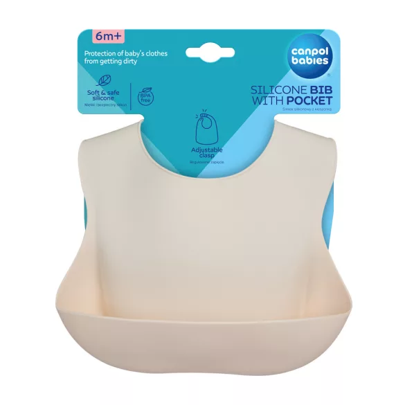 Canpol babies Szilikon előke zsebbel -krém