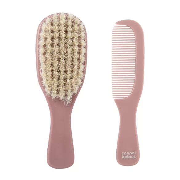 Canpol babaies Newborn fésű és hajkefe (puha sörtével)-Pink