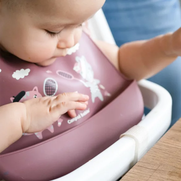 Canpol babies Szilikon előke zsebbel BONJOUR PARIS-Piros