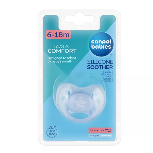 Canpol babies Szilikon szimmetrikus cumi 6-18hó PASTELS 1db-Kék