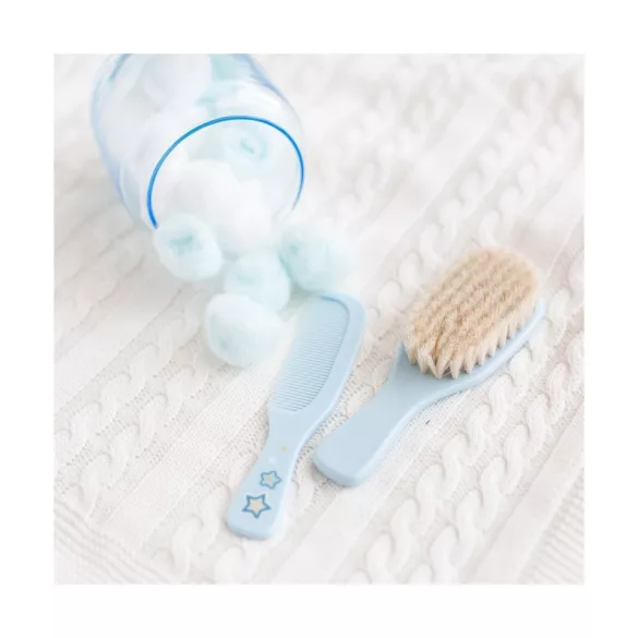 Canpol babaies Newborn fésű és hajkefe (puha sörtével)-Blue