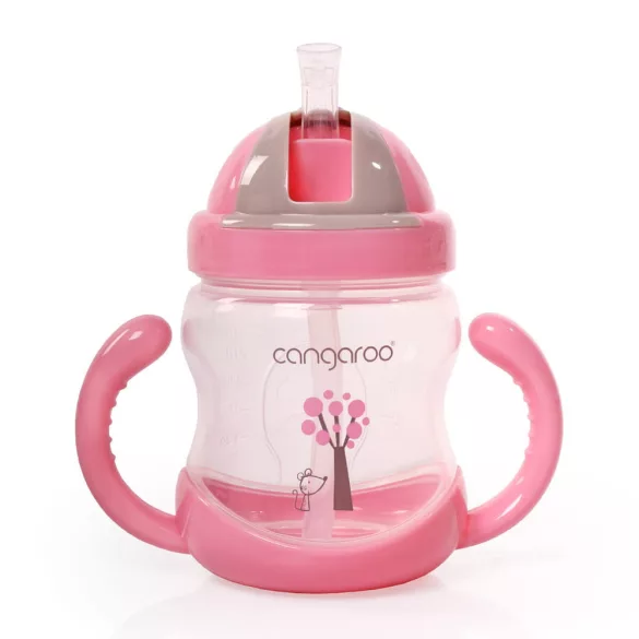 BOO itatópohár szívószállal, fogantyúval 280ml PINK