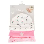 TIBBY sapkák 3 db/csomag 0-3 hó méret PINK