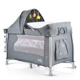 iSleep utazóágy, multifunkciós, pelenkázóval, játékkal, kupolával SZÜRKE