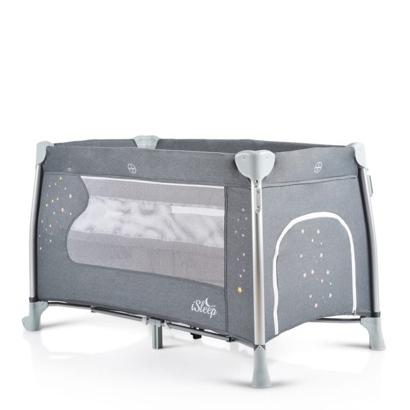 iSleep utazóágy, multifunkciós, pelenkázóval, játékkal, kupolával SZÜRKE