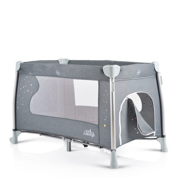 iSleep utazóágy, multifunkciós, pelenkázóval, játékkal, kupolával SZÜRKE
