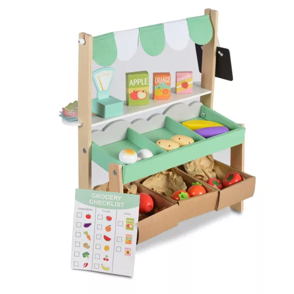 Moni Toys Fajáték fa szupermarket szett 50x45x21cm