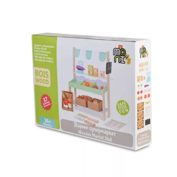 Moni Toys Fajáték fa szupermarket szett 50x45x21cm