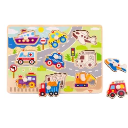 TOOKY Toy fapuzzle járművek  -10dbos