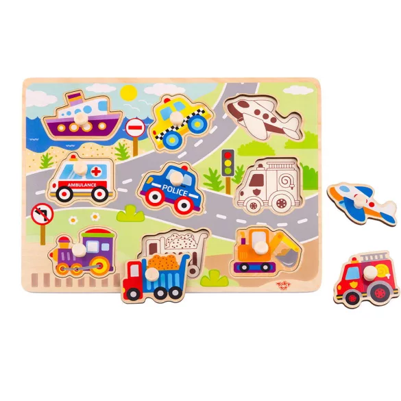 TOOKY Toy fapuzzle járművek  -10dbos