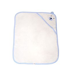   BALOO kapucnis törölköző/pamut maci füles fehér kifogó 70x90cm, szegés KÉK