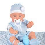 Baba 36 cm-es fiú, takaróval, cumisüveggel VKÉK