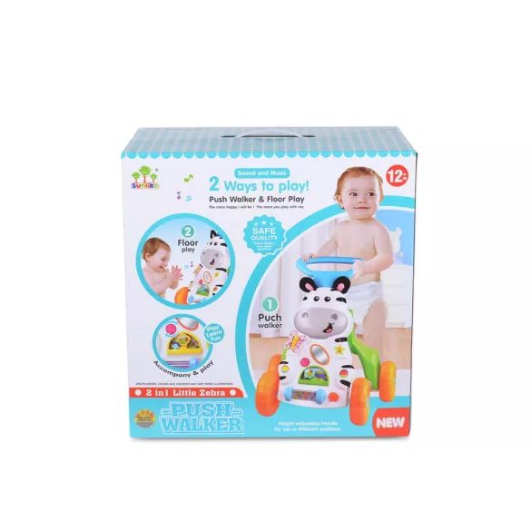 MUSIC PUSH WALKER 2in1 járássegítő zebrás