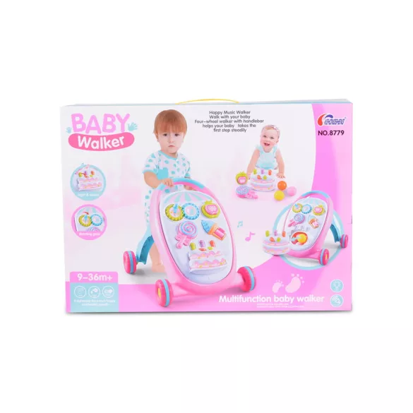 MUSIC BABY WALKER járássegítő sütis PINK