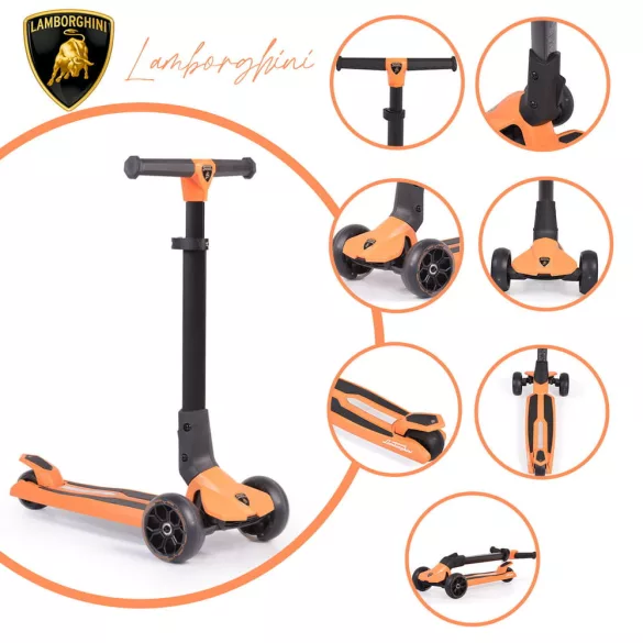 LAMBORGHINI roller 3 kerekű, összecsukható, 50 kg-ig NARANCS