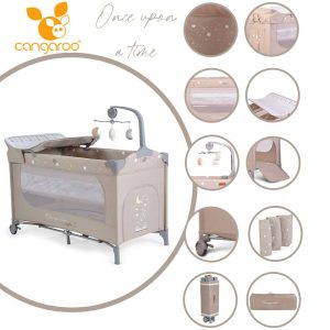 Cangaroo Once upon3 2 szintes utazóágy zenélő játékkal, pelenkázós bézs