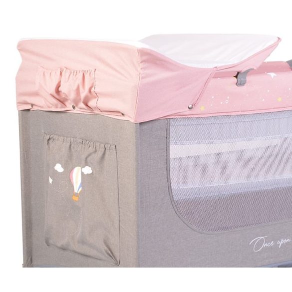 Cangaroo Once upon3 2 szintes utazóágy zenélő játékkal, pelenkázós pink