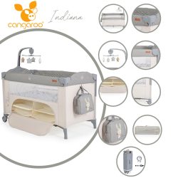   Cangaroo Indiana 2 szintes utazóágy tároló rekeszes szürke