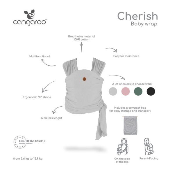 Cangaroo Cherish hordozókendő pink