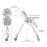 MUFFIN multifunkciós etetőszék, mintás, 2 kerékkel SZÜRKE