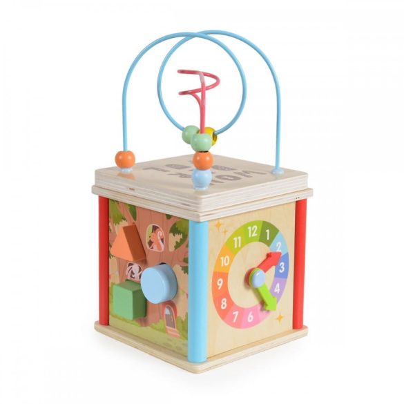 Moni Toys Fajáték fa activity kocka órás