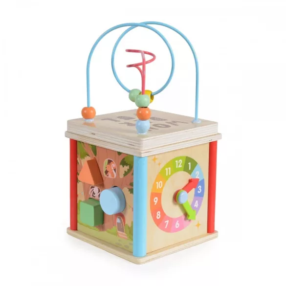 Moni Toys Fajáték fa activity kocka órás
