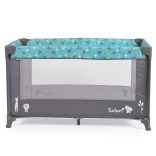 SAFARI utazóágy 1 szintes, zippes kibújóval, állatmintás TÜRKIZ/kék