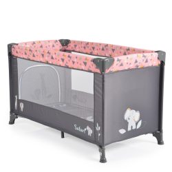   SAFARI utazóágy 1 szintes, zippes kibújóval, állatmintás PINK/rózsa