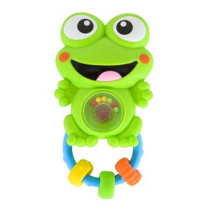 MŰANYAGJÁTÉK csörgő békás ZÖLD