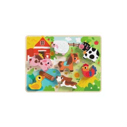 TOOKY Toy fapuzzle kirakó, forma illesztős, farmos 8dbos