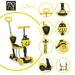 MONI Lollipop roller üléssel katicás sárga