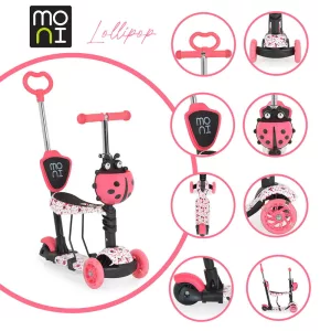 MONI Lollipop roller üléssel katicás piros
