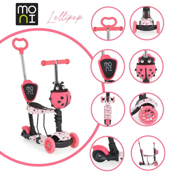 MONI Lollipop roller üléssel katicás piros