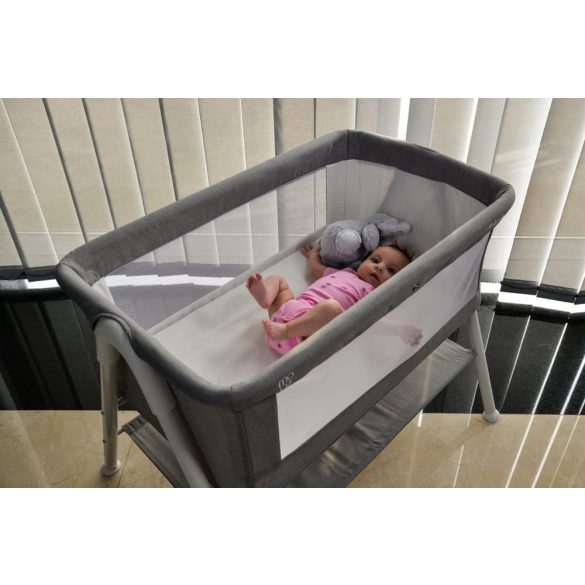 MONI Kalinihta újszülött babaágy önálló, 11 kg, 1 szint fehér láb grafit