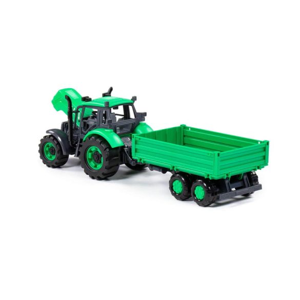 POLESIE Toys lendkerekes  traktor dönthető utánfutóval ZÖLD