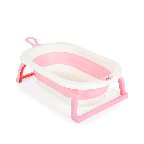 TERRA összecsukható kád digitális hőmérővel PINK
